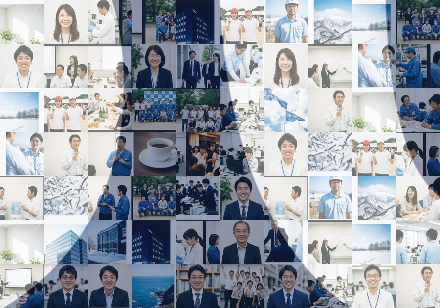 同じモザイクアートの一部を拡大したところ。社員一人ひとりの写真が並んでいる